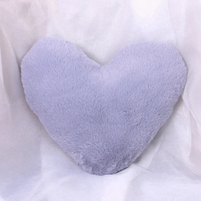 The Softest Faux Rabbit Fur Heart Shaped Pillow