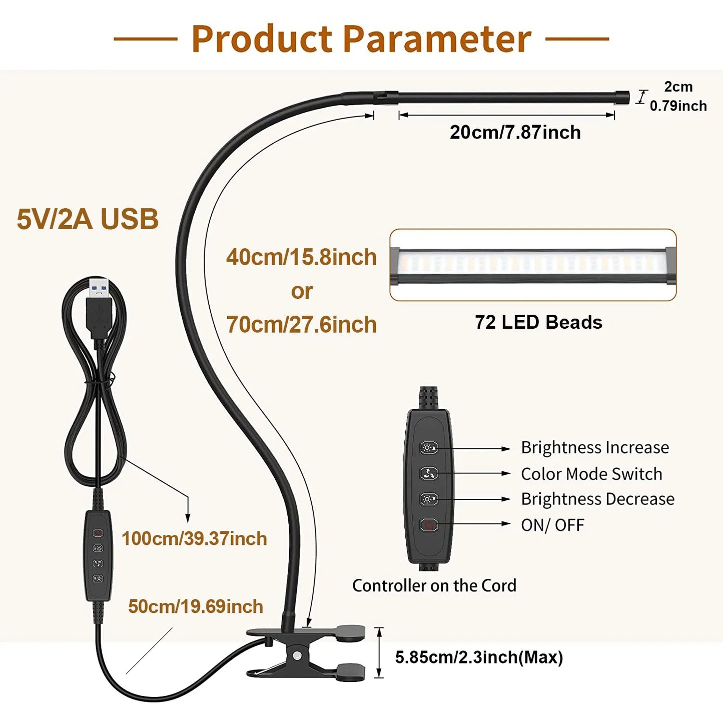 For the Office- 10W LED Desk Lamp with Clamp