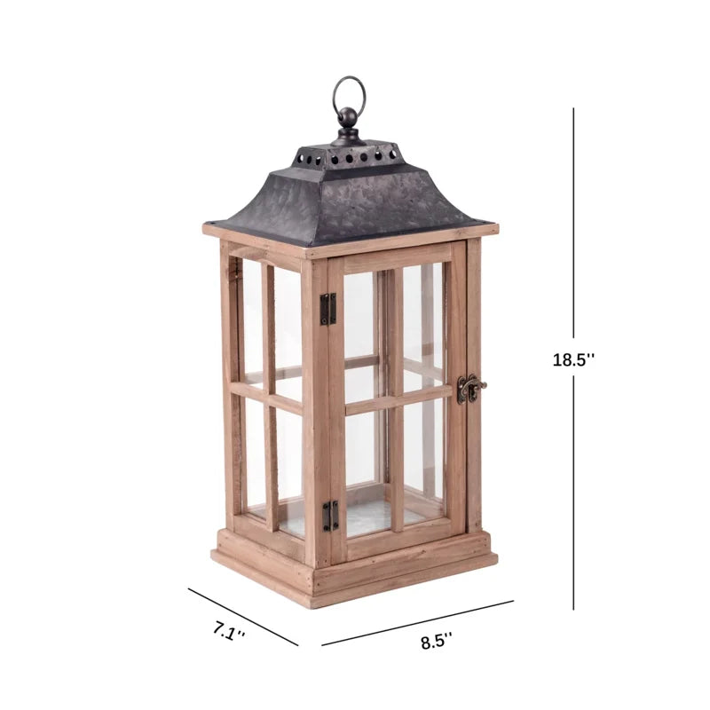 Rustic Wood Candle Holder Lantern