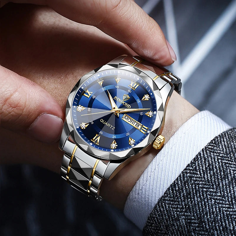 Luxury Quartz Waterproof Men's Watch with Week & Date Displays
