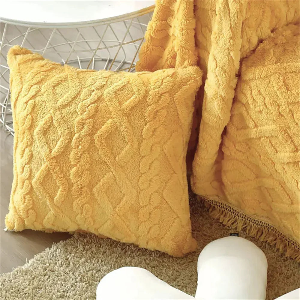Soft Plush Faux Wool Pillow Cover