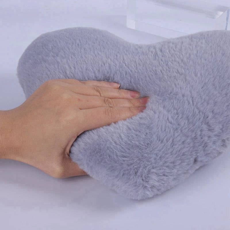 The Softest Faux Rabbit Fur Heart Shaped Pillow