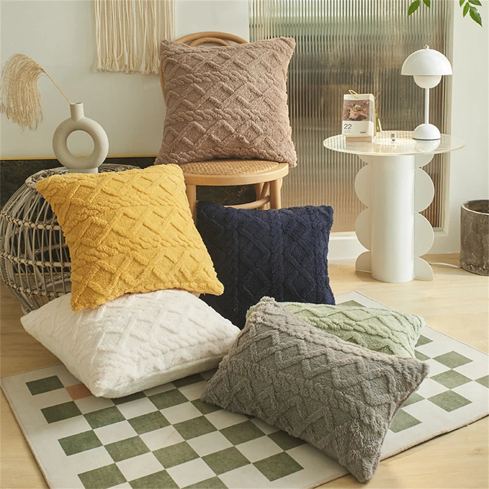 Soft Plush Faux Wool Pillow Cover
