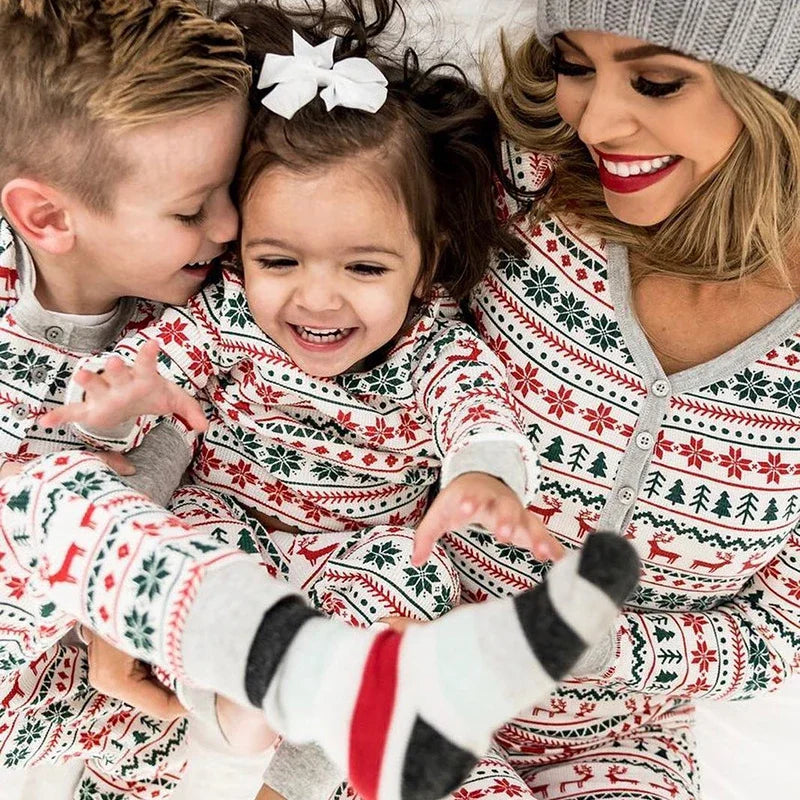 Festive Allover Print Family Christmas Pajama Set