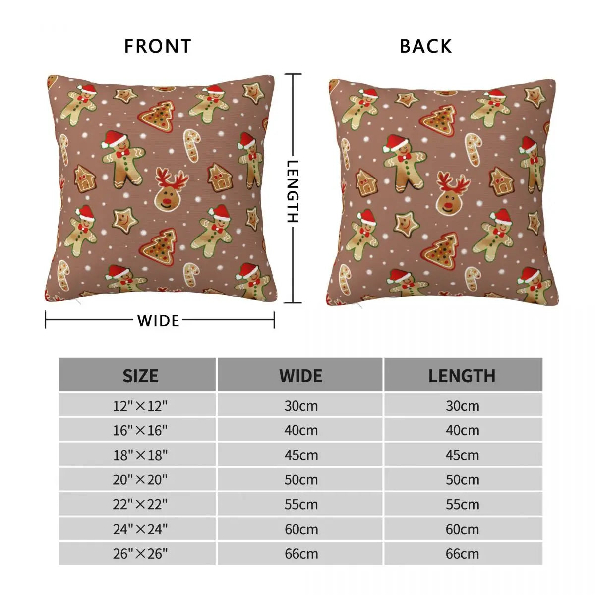 Gingerbread Pillow Cover- Cookies, Deer, Christmas Trees