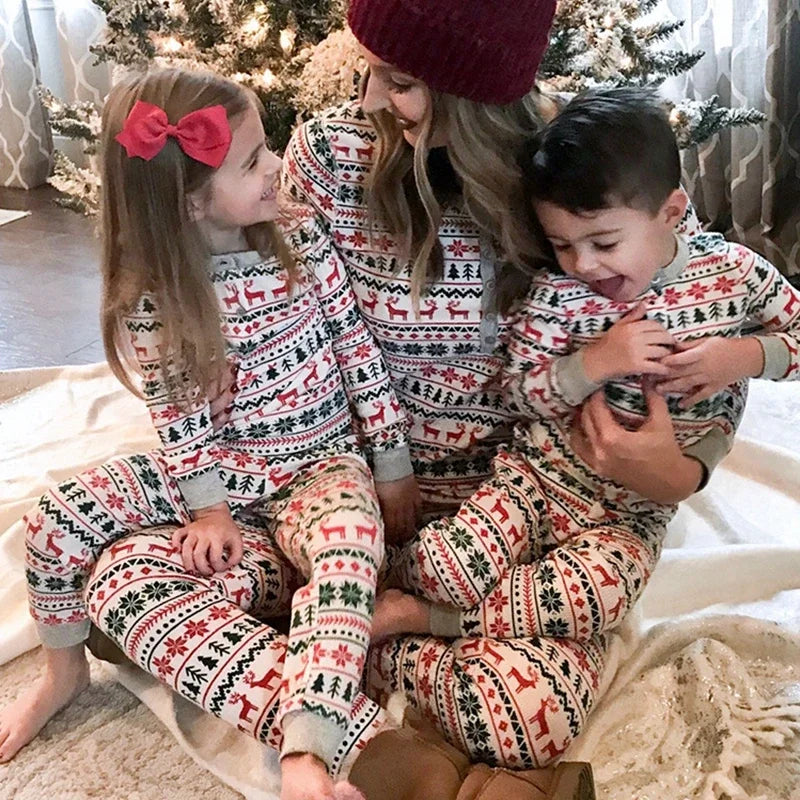 Festive Allover Print Family Christmas Pajama Set