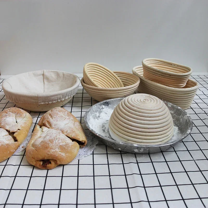 Natural Rattan Banneton Bread Proofing Basket with tool set