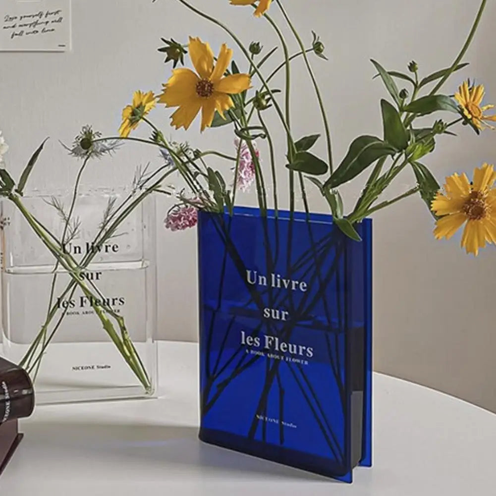 Clear Acrylic Book Design Flower Vase