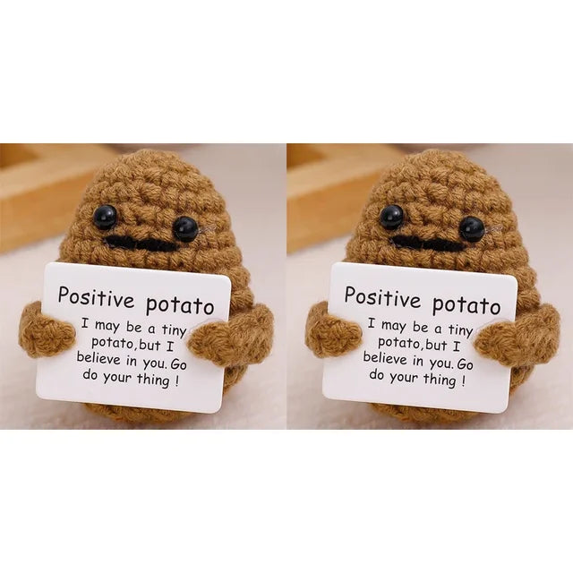 Potato Hug Positive Energy Pocket Mini Handmade Plush Wool Knitting Doll