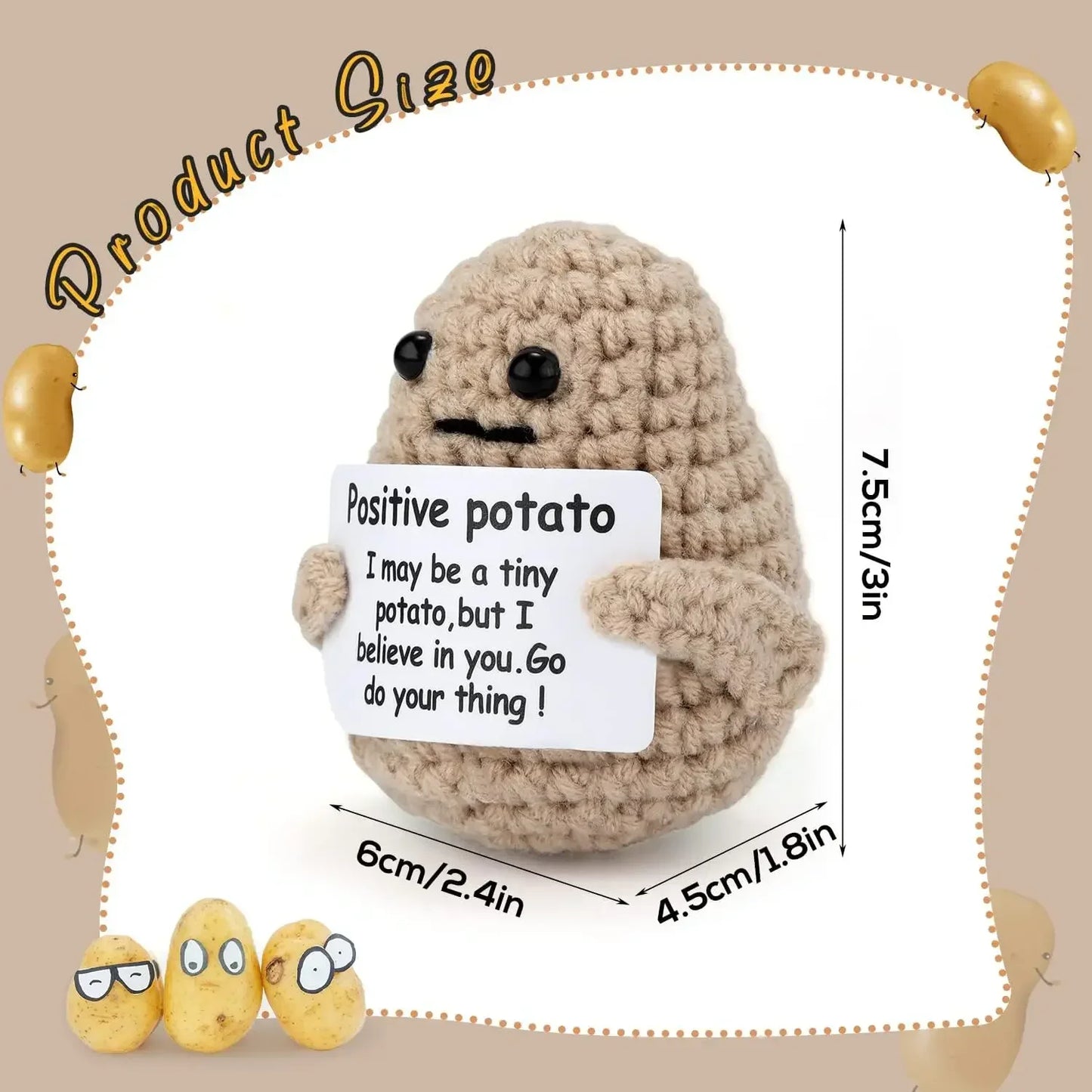 Potato Hug Positive Energy Pocket Mini Handmade Plush Wool Knitting Doll