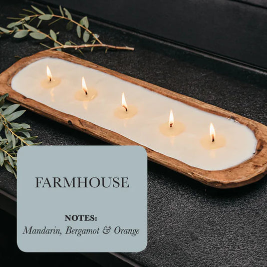 5-wick Dough Bowl Candle - Farmhouse with Mandarin, Bergamot and Orange Notes