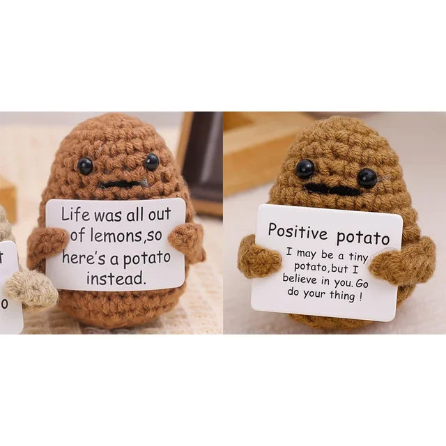 Potato Hug Positive Energy Pocket Mini Handmade Plush Wool Knitting Doll