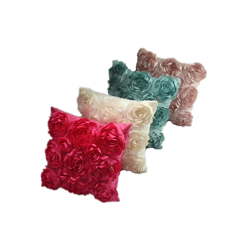 3D Rose Decorative Pillow Cover