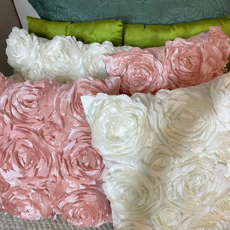 3D Rose Decorative Pillow Cover