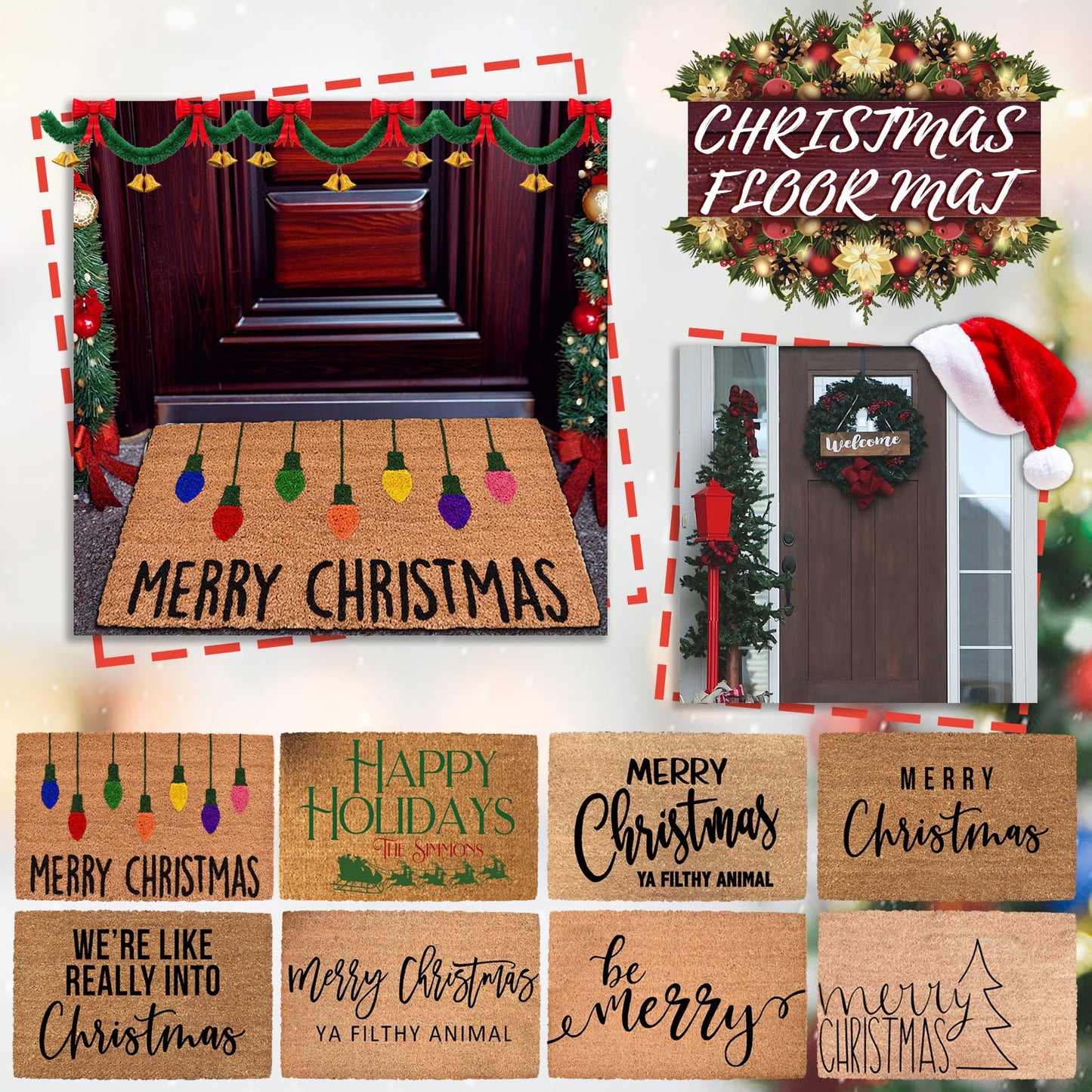 Christmas Theme Non-Slip Front Door Mat