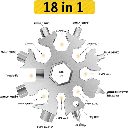 Snowflake 18-in-1 Multifunctional Tool Keychain