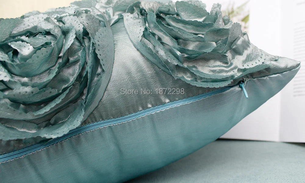 3D Rose Decorative Pillow Cover