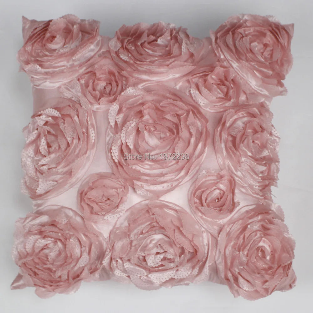 3D Rose Decorative Pillow Cover