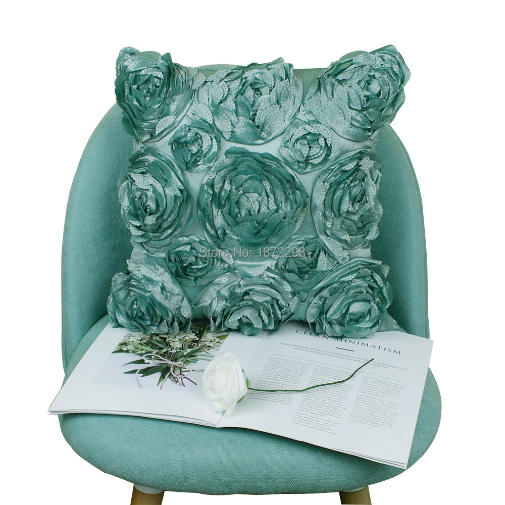 3D Rose Decorative Pillow Cover