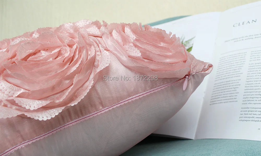 3D Rose Decorative Pillow Cover