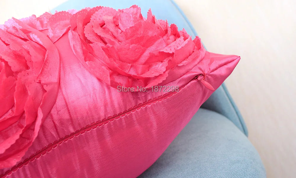 3D Rose Decorative Pillow Cover