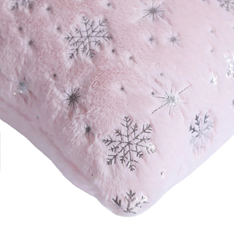 Plush Snowflake Pillow Cover