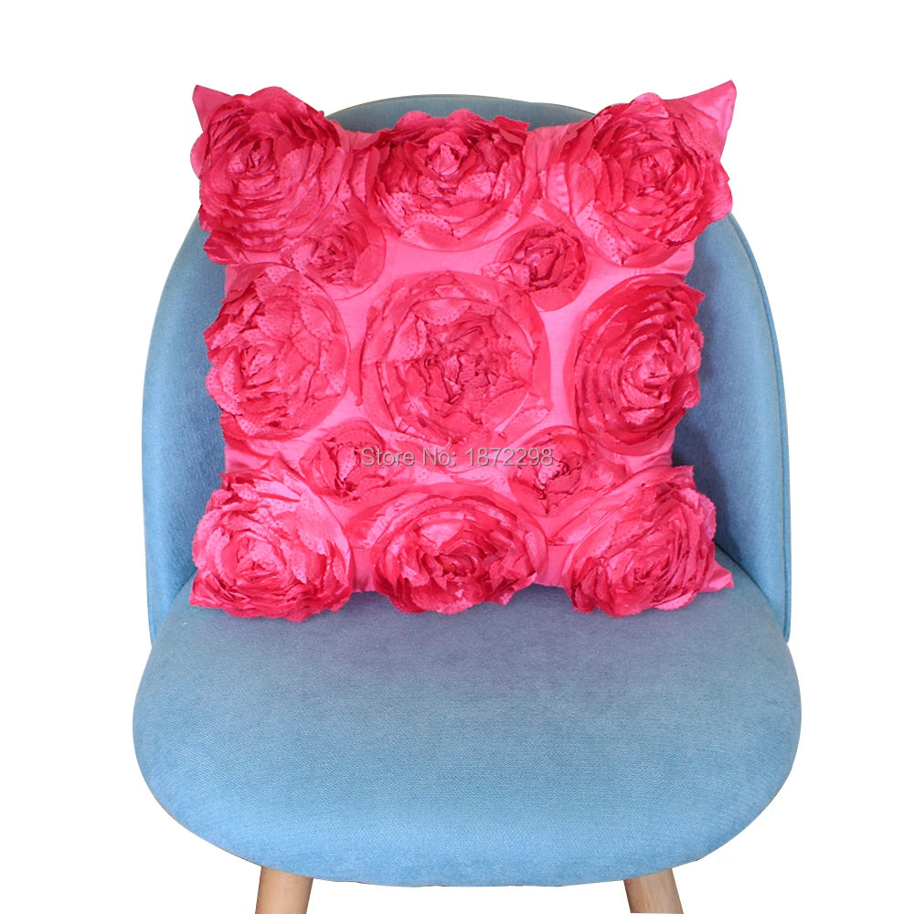 3D Rose Decorative Pillow Cover