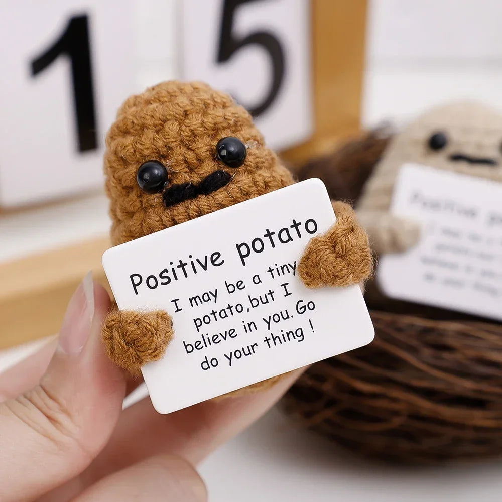 Potato Hug Positive Energy Pocket Mini Handmade Plush Wool Knitting Doll