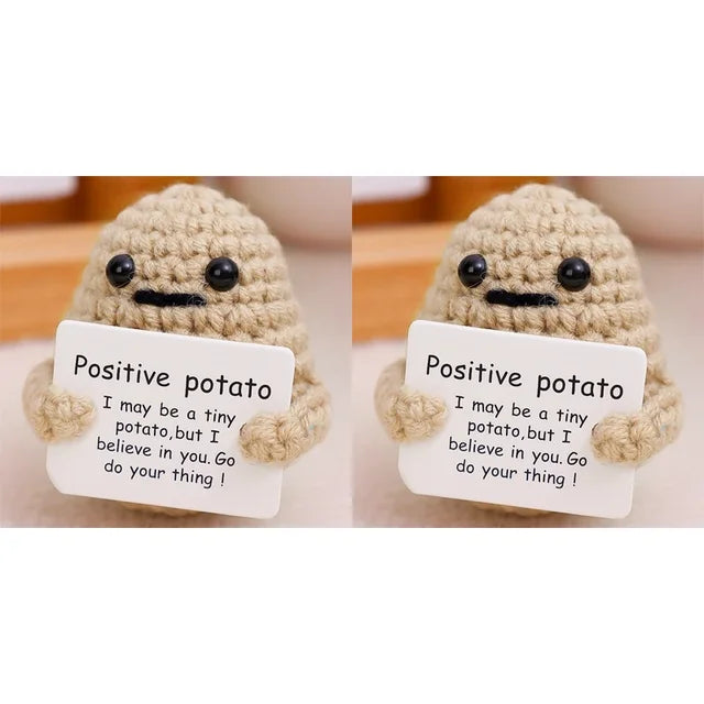 Potato Hug Positive Energy Pocket Mini Handmade Plush Wool Knitting Doll