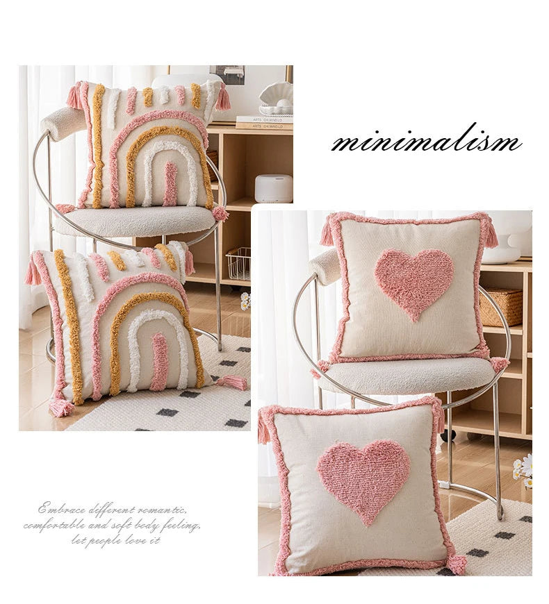 Nordic Pink Valentine's Day Pillow Cover