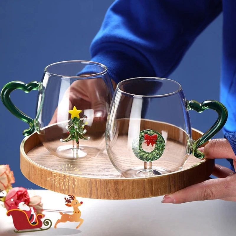 3D Christmas Festive Glass Cup