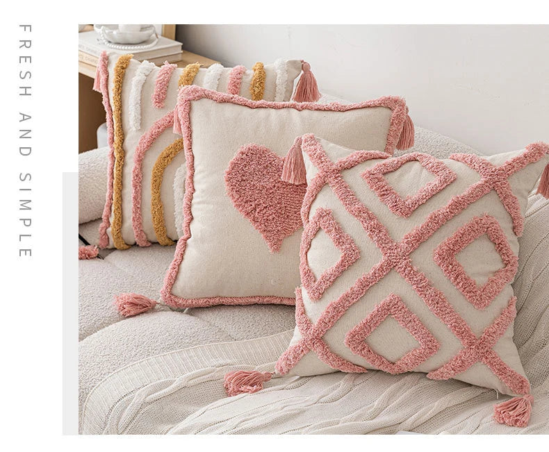 Nordic Pink Valentine's Day Pillow Cover