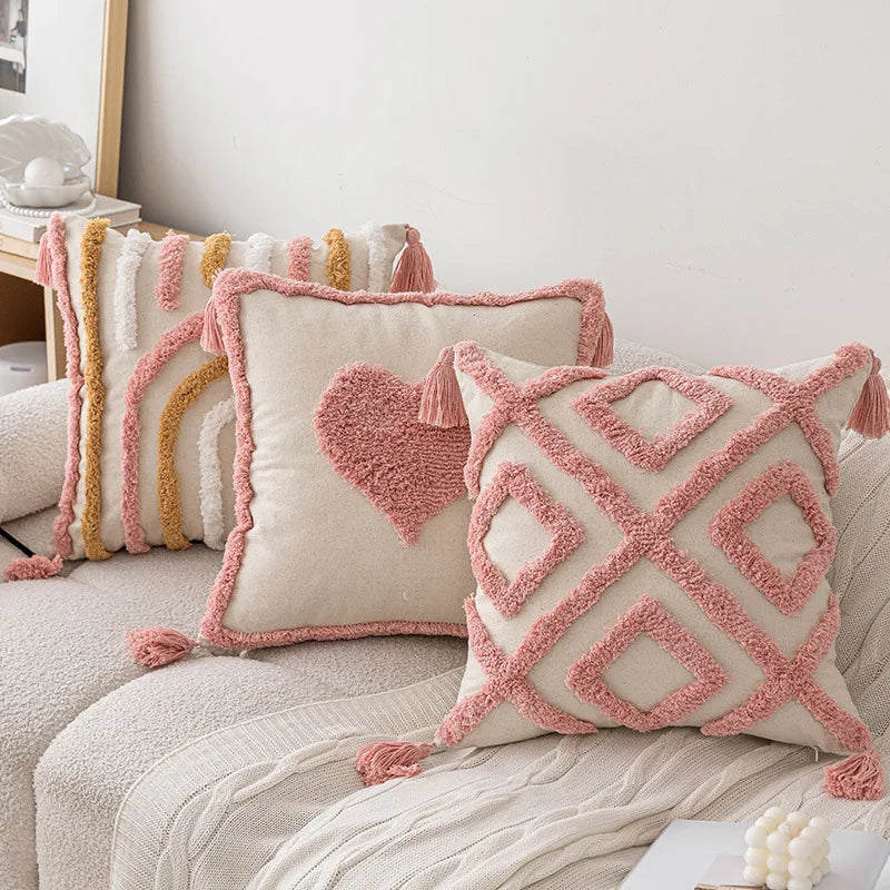 Nordic Pink Valentine's Day Pillow Cover