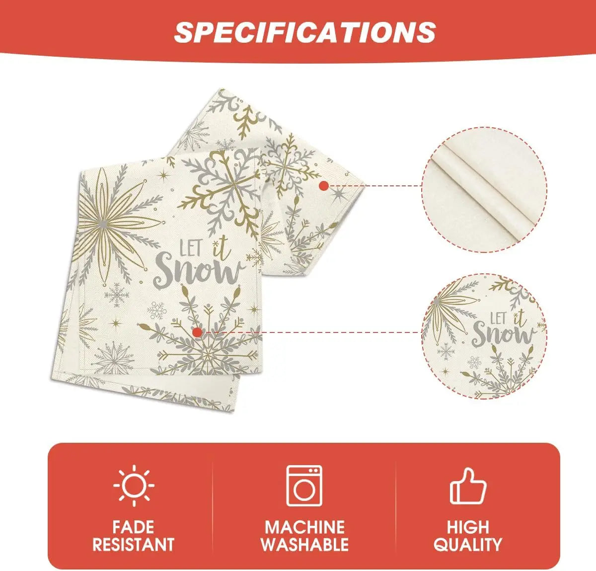 Snowflake Let It Snow Linen Table Runner