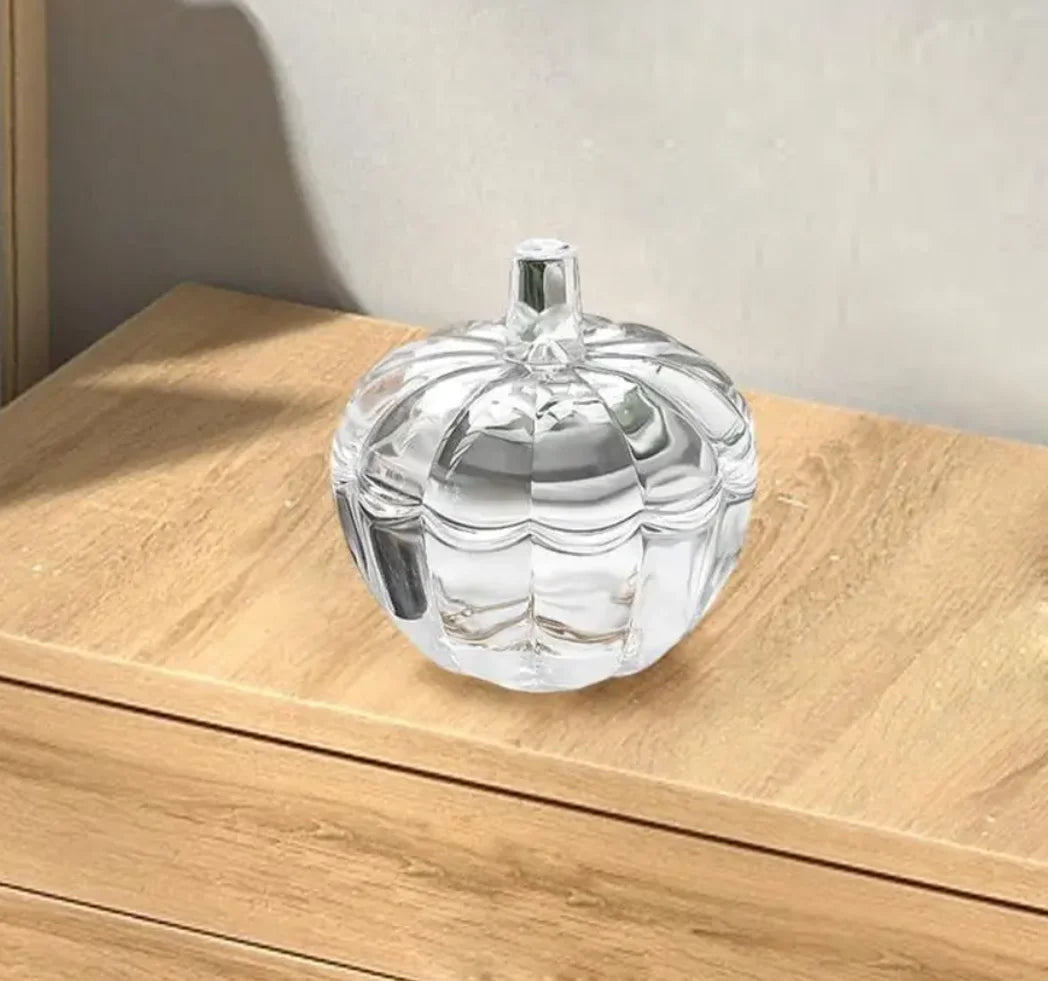 Clear Pumpkin Shaped Jar