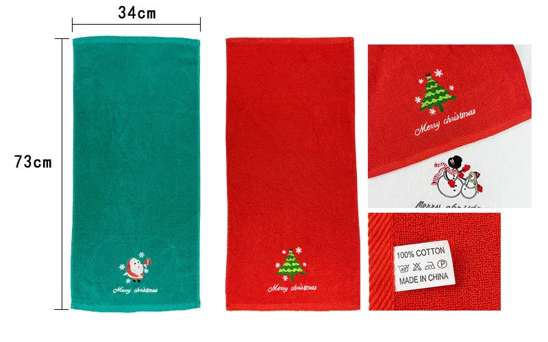 Coral Fleece Absorbent Microfiber Christmas Tree, Santa or Snowman Face Towel