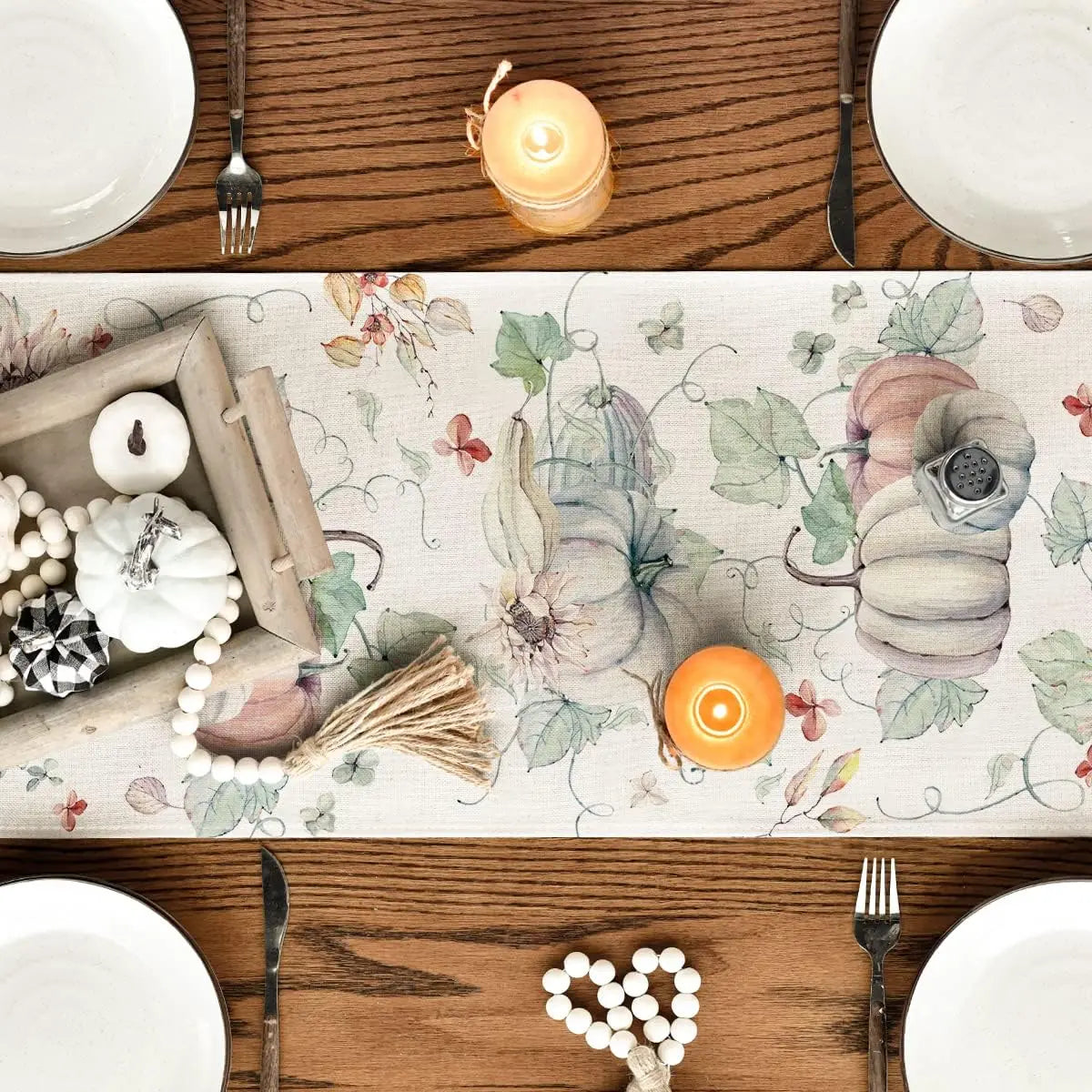 Table Runner- Pumpkins & Flowers