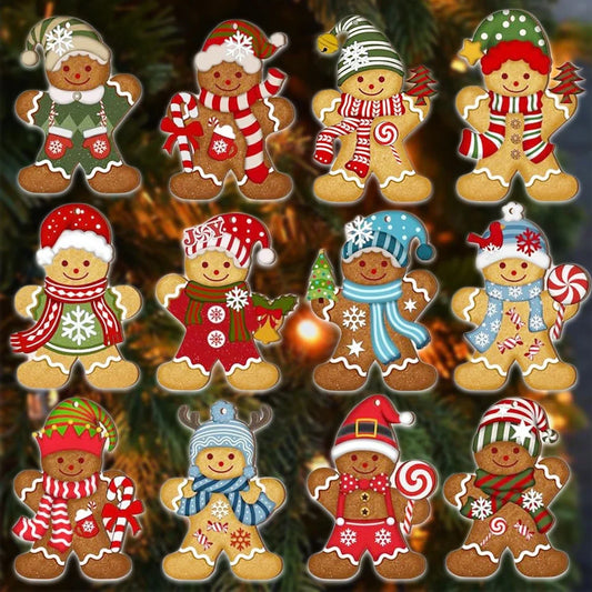 Gingerbread Man set of 12 Wooden Ornaments