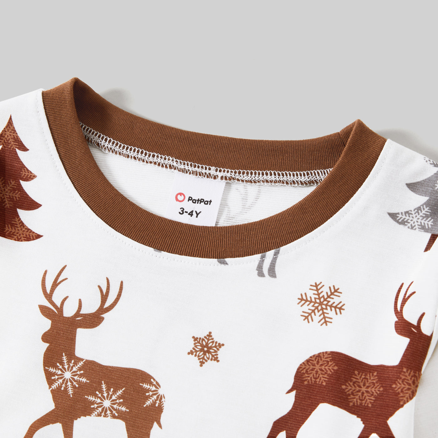 Neutral Reindeer & Trees Print Family Christmas Pajamas