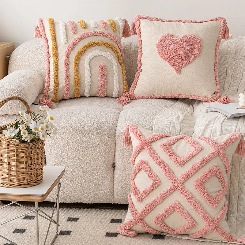 Nordic Pink Valentine's Day Pillow Cover