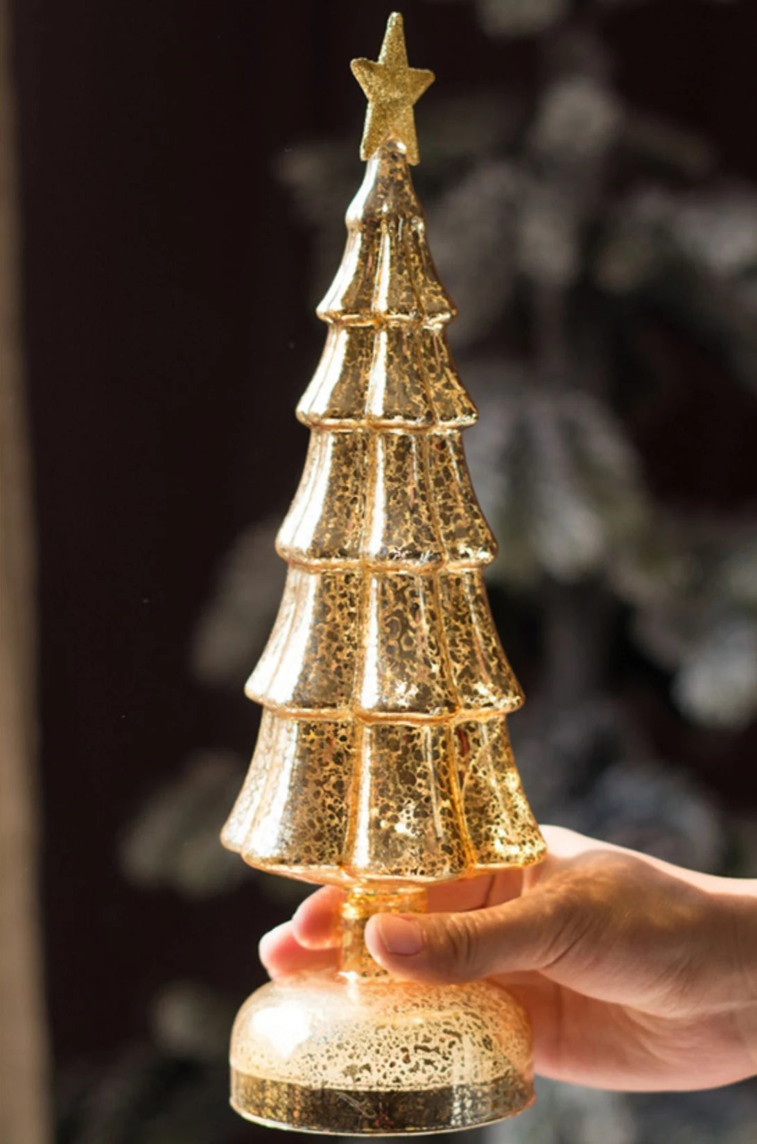 Glass Christmas Tree Lighted Decor