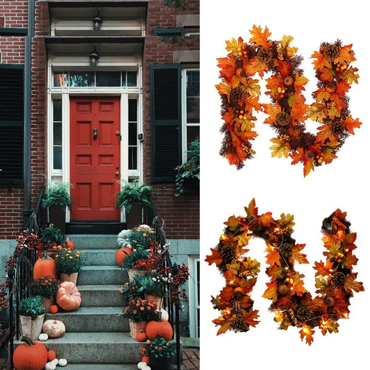 Thanksgiving Artificial Berry Maple Leaf Pine Cone Garland