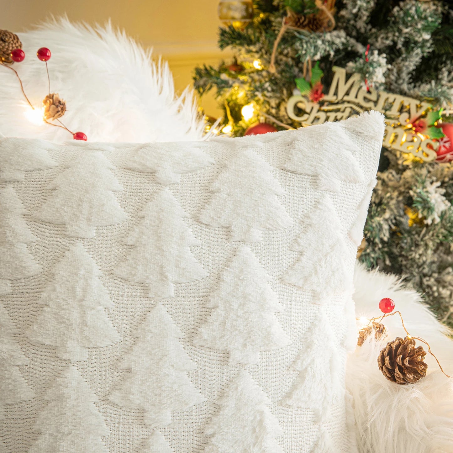 Christmas Tree or Snowflake Pillow Covers- set of 2