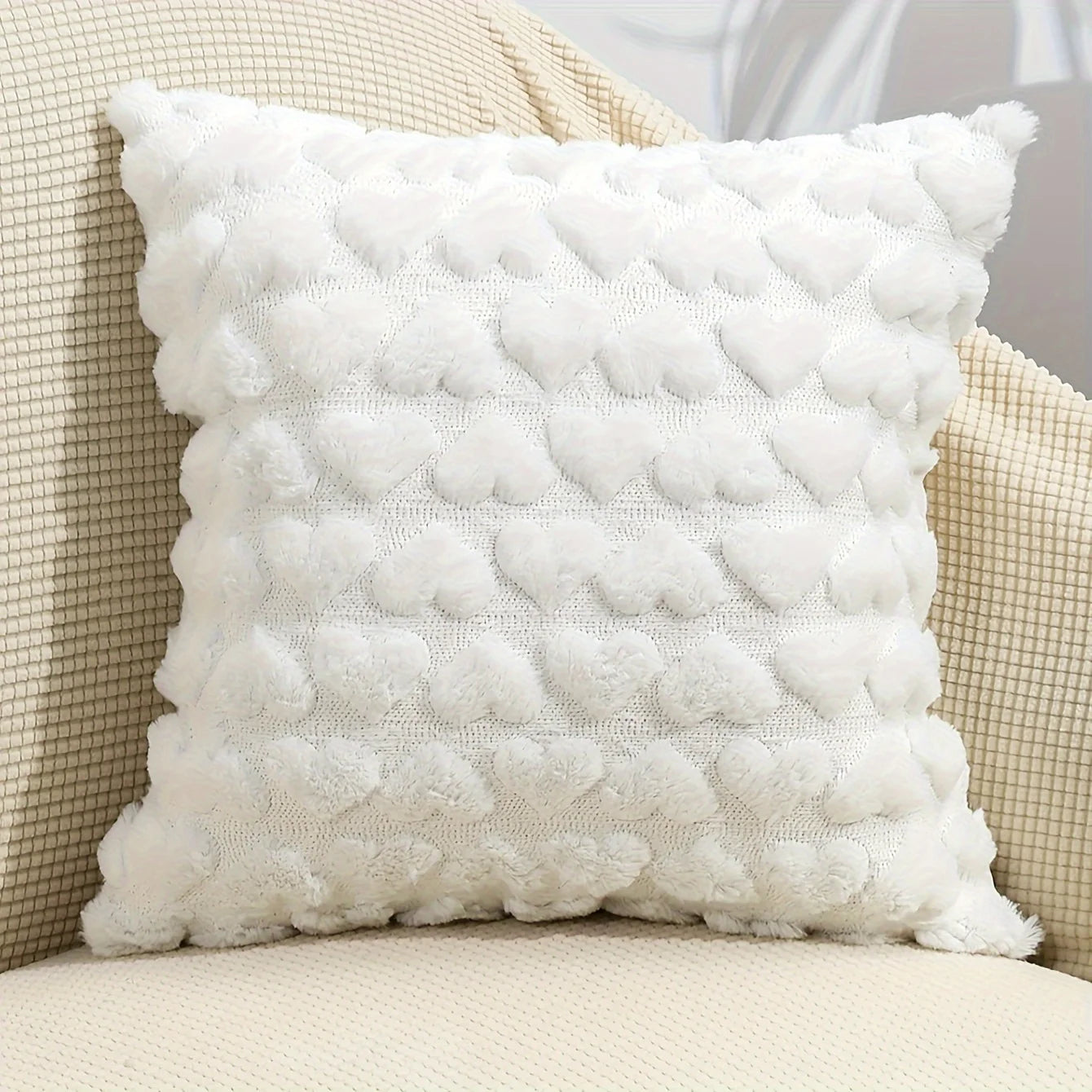 Love Heart Plush Pillow Cover