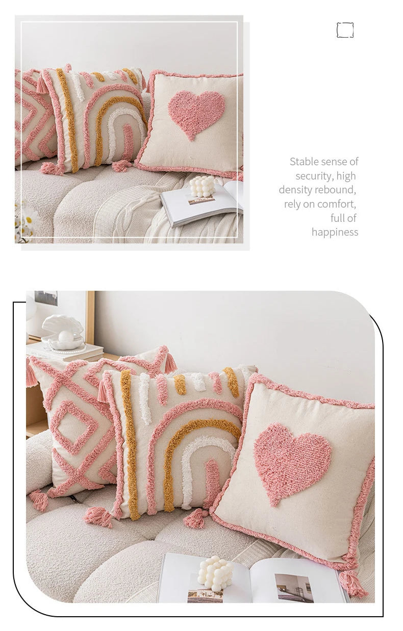 Nordic Pink Valentine's Day Pillow Cover