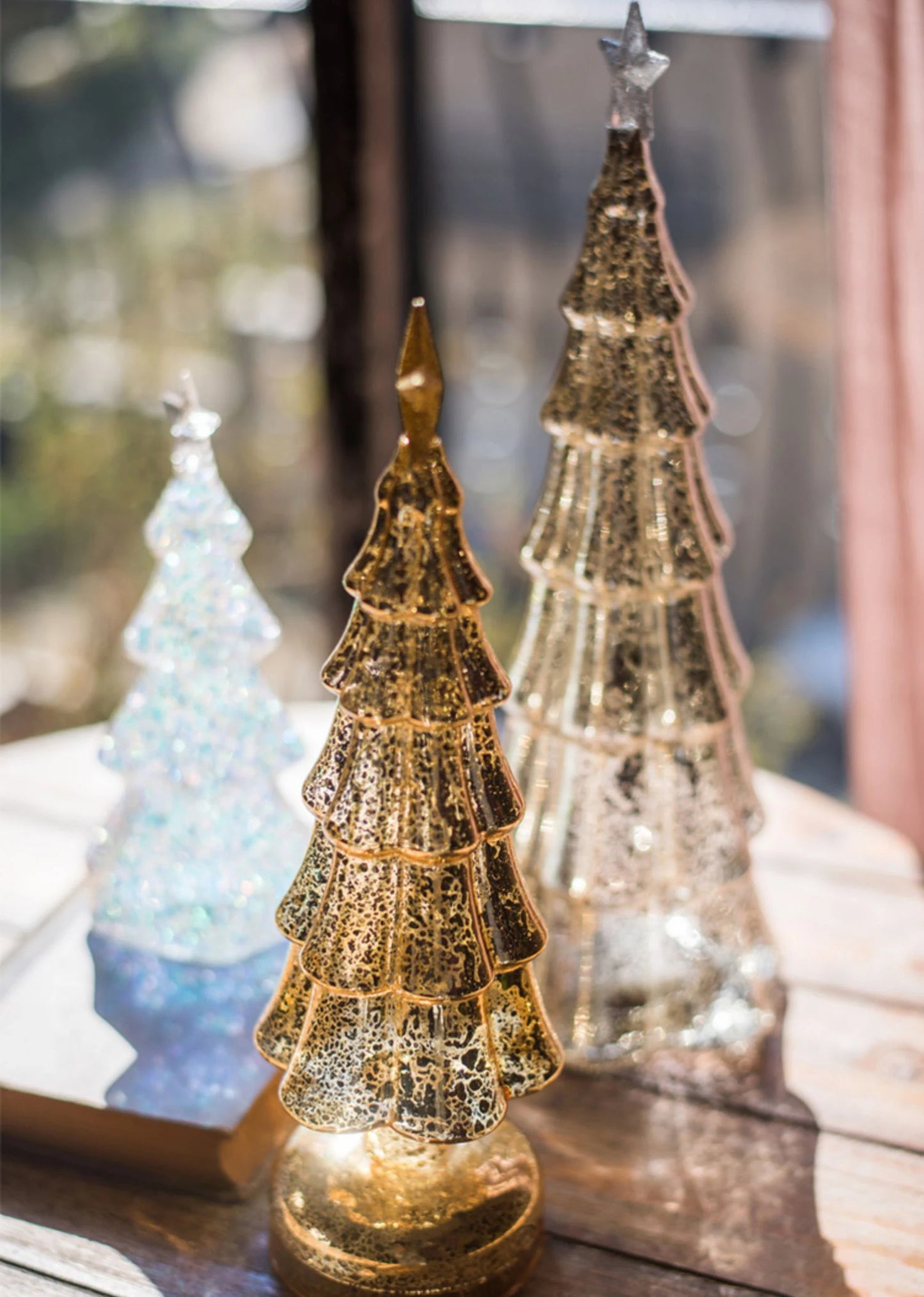 Glass Christmas Tree Lighted Decor