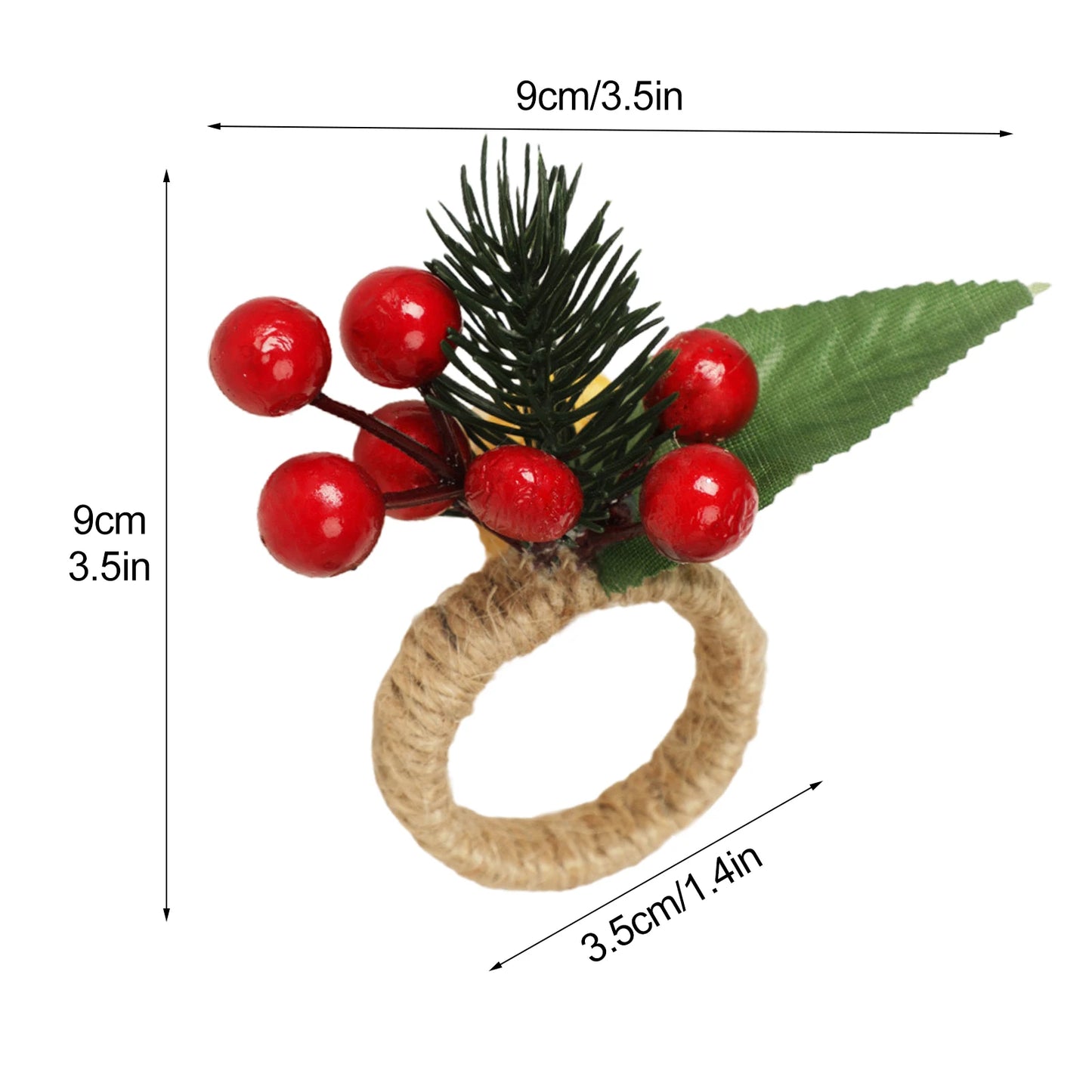 Napkin Rings- Christmas Holly Berries & Pinecones