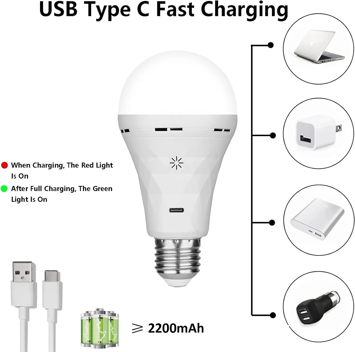 USB Rechargeable LED Bulb with Touch Control & Timer