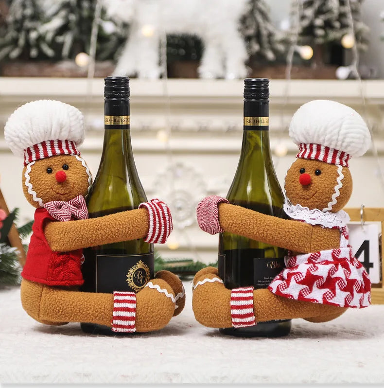 Christmas decoration supplies couple gingerbread man doll wine bottle hug wine bottle sleeve creative wine bottle decoration