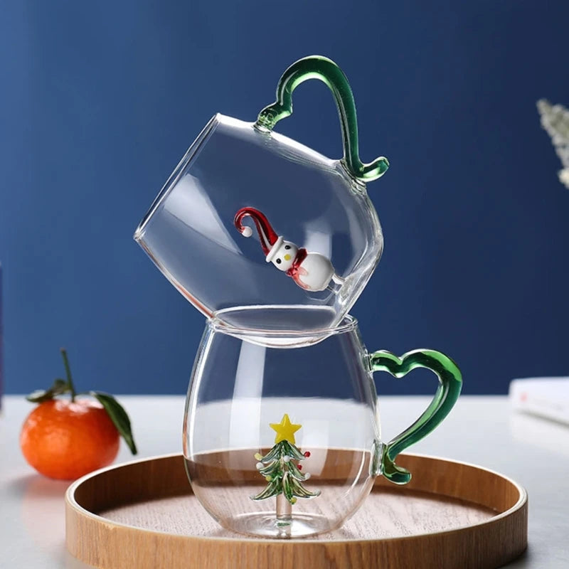 3D Christmas Festive Glass Cup